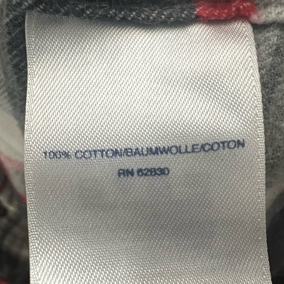 Lands End Mens M Red White Cotton Plaid Flannel Long Sleeve Button Down Shirt - Picture 4 of 5